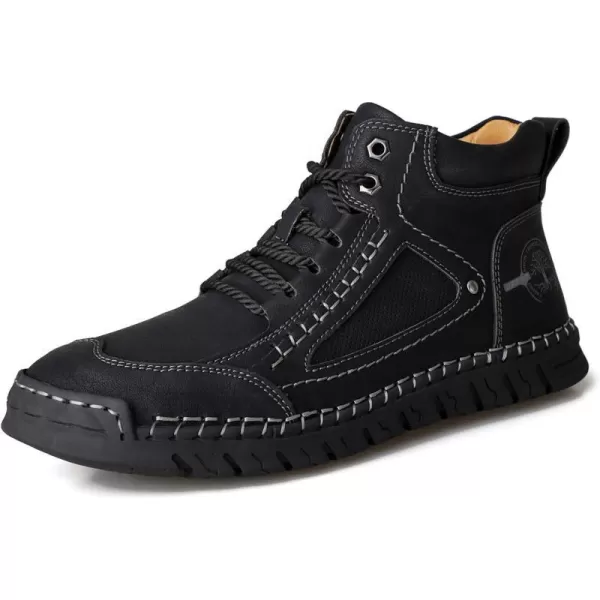 Lazzy Mens Casual Ankle Boots Leather Chukka Boot Comfortable Oxfords Dress Walking Shoes for MenBlackc