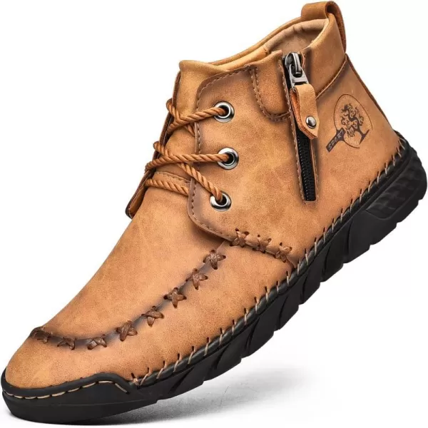 Lazzy Mens Casual Ankle Boots Leather Chukka Boot Comfortable Oxfords Dress Walking Shoes for MenBrown