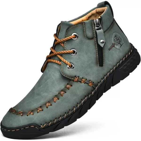 Lazzy Mens Casual Ankle Boots Leather Chukka Boot Comfortable Oxfords Dress Walking Shoes for MenGreen