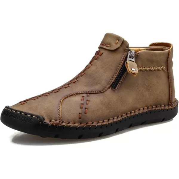 Lazzy Mens Casual Ankle Boots Leather Chukka Boot Comfortable Oxfords Dress Walking Shoes for MenKhaki1