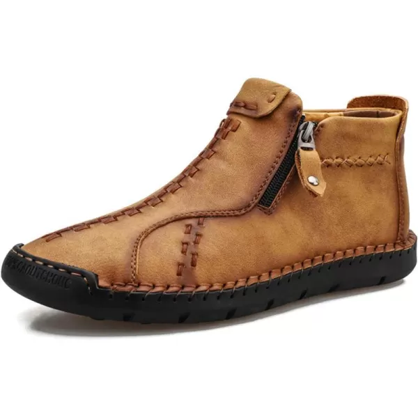 Lazzy Mens Casual Ankle Boots Leather Chukka Boot Comfortable Oxfords Dress Walking Shoes for MenYellow1