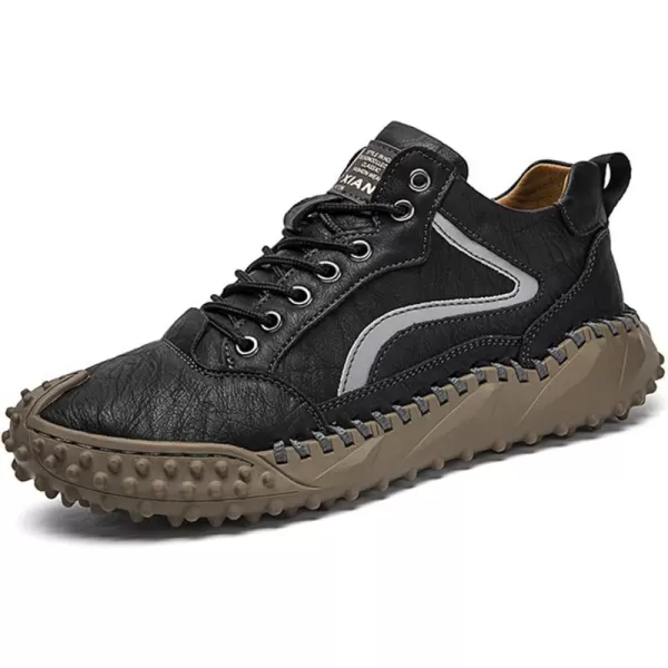 Lazzy Mens Fashion Sneakers Casual Shoes Comfortable Leather Walking Shoes Breathable Casual Dress Shoes for MenBlack