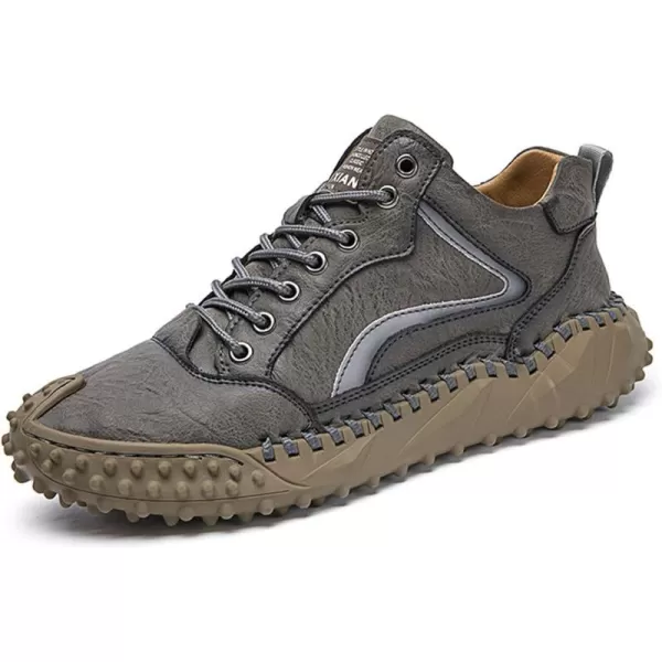 Lazzy Mens Fashion Sneakers Casual Shoes Comfortable Leather Walking Shoes Breathable Casual Dress Shoes for MenGrey