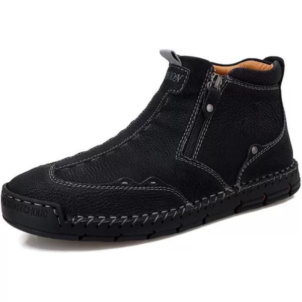 Lazzy Mens Shoes Zipper Boots for Men Leather Casual Ankle Chukka Boots Fashion Dress Oxfords Comfortable Walking ShoesBlack