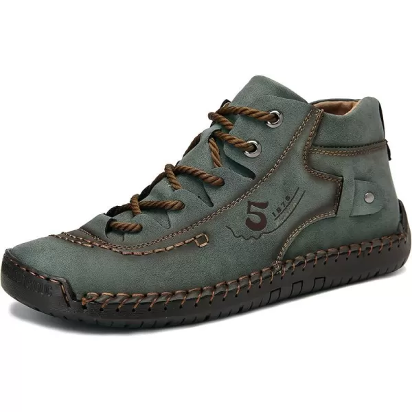 Lazzy Mens Slip On Shoes Pu Leather Casual Loafers Hand Stiching Chukka Boots Fashion Oxfords Shoes Vintage Walking Driving Shoes for MaleZgreen