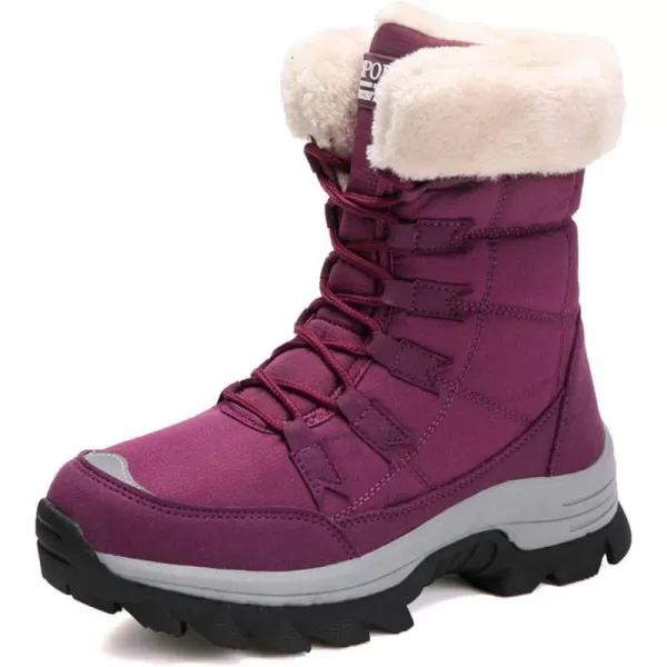 Lazzy Womens Tall Hiking Boots Waterproof Winter Snowmobile Boots Lightweight MidCalf Snow Boots Fur Lined Cold Weather Walking ShoesRed
