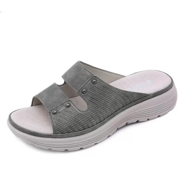 Lazzy Womens Wedge Slide Sandals Slip On Open Toe Plaform Sandals Comfortable Casual Summer ShoesGreen