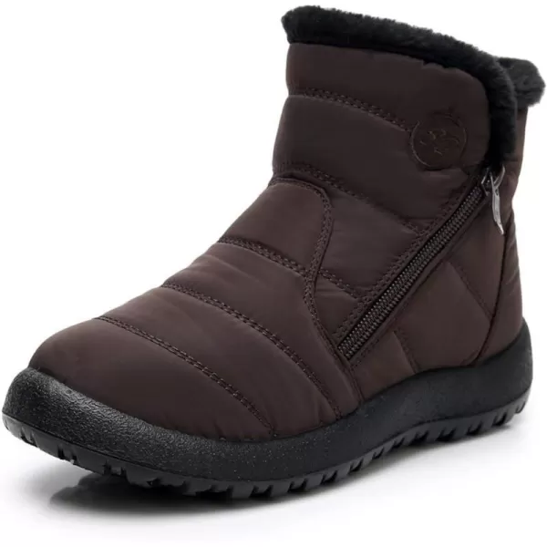 Lazzy Womens Winter Snow Boots Warm Casual Ankle Booties Waterproof Faux Fur AntiSlip Outdoor Walking ShoesBrown