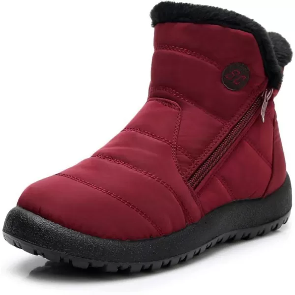 Lazzy Womens Winter Snow Boots Warm Casual Ankle Booties Waterproof Faux Fur AntiSlip Outdoor Walking ShoesRed