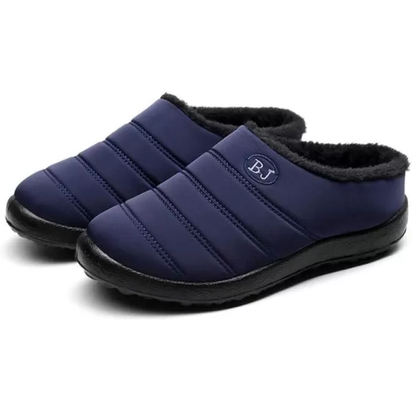 Womens House Slippers Winter Bedroom Slippers Warm Sock Clogs Slippers Fur Lined AntiSlip Flat Shoes for Indoor OutdoorNavy