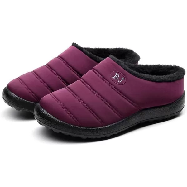 Womens House Slippers Winter Bedroom Slippers Warm Sock Clogs Slippers Fur Lined AntiSlip Flat Shoes for Indoor OutdoorPurple