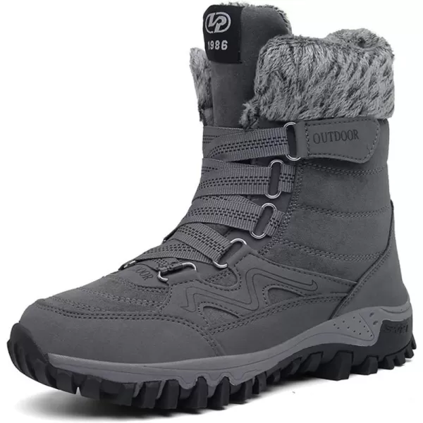 Womens Winter Snow Boots Warm Fur Lined AntiSlip Ankle Hiking Booties Outdoor Walking Shoes NonSlip Trekking ShoesGrey