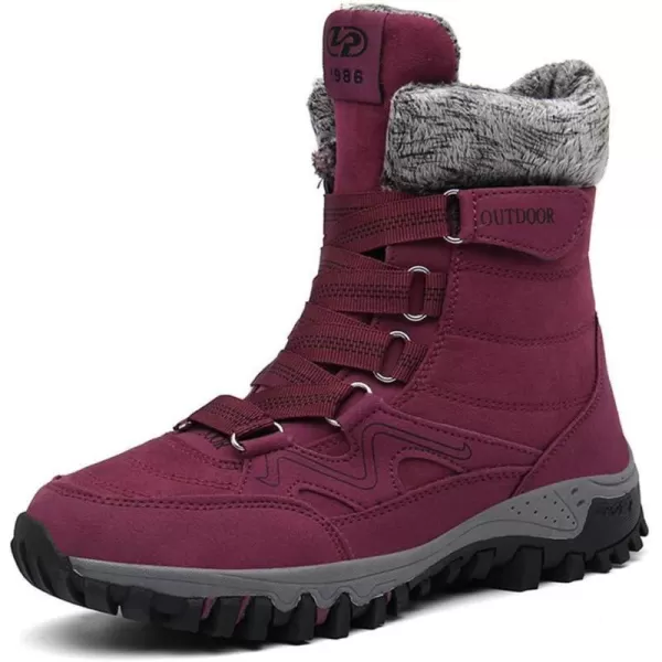 Womens Winter Snow Boots Warm Fur Lined AntiSlip Ankle Hiking Booties Outdoor Walking Shoes NonSlip Trekking ShoesRed