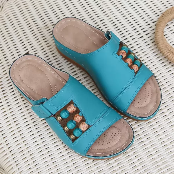 zevanjewel Womens Sandals Comfortable Wedges Open Toe Sandals Platform Slides Bohemian Beach Sandals Slip On Wedge Sandals Summer Casual Shoes for WomenGreen