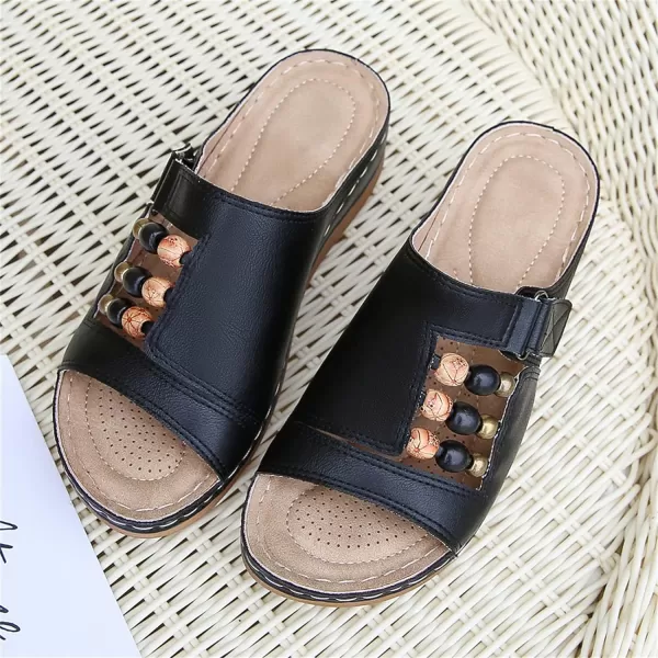 zevanjewel Womens Sandals Comfortable Wedges Open Toe Sandals Platform Slides Bohemian Beach Sandals Slip On Wedge Sandals Summer Casual Shoes for WomenBlack