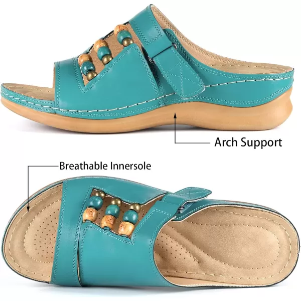 zevanjewel Womens Sandals Comfortable Wedges Open Toe Sandals Platform Slides Bohemian Beach Sandals Slip On Wedge Sandals Summer Casual Shoes for WomenGreen