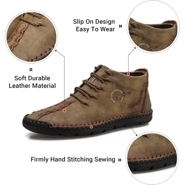 Dacomfy Mens Shoes Mens Ankle Boots Leather Casual Loafers Shoes Work Boots for Men Lace Up Chukka Dress Boot Motorcycle Walking Boot Shoes for Office Outdoor Black Brown Khaki GreenKhaki