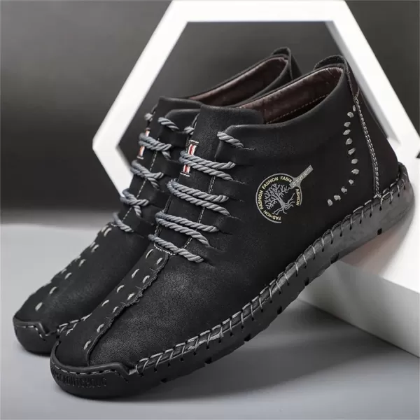 Dacomfy Mens Shoes Mens Ankle Boots Leather Casual Loafers Shoes Work Boots for Men Lace Up Chukka Dress Boot Motorcycle Walking Boot Shoes for Office Outdoor Black Brown Khaki GreenBlack