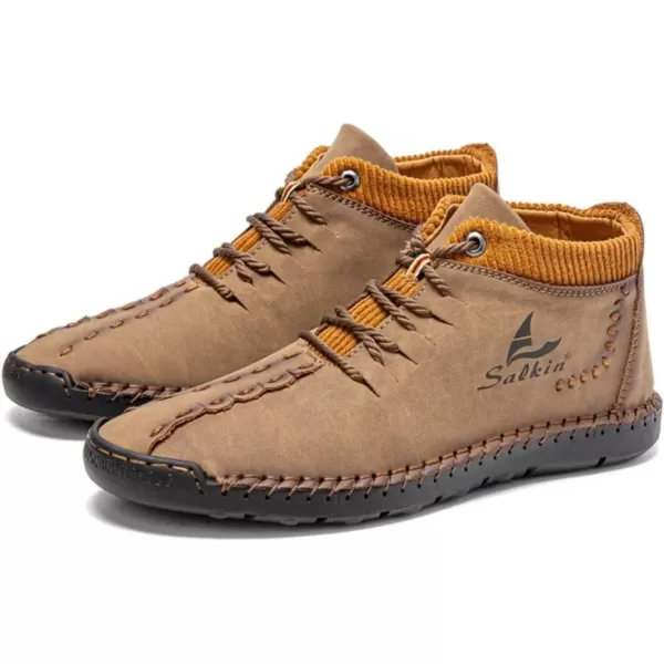 Dacomfy Mens Shoes Mens Ankle Boots Leather Casual Loafers Shoes Work Boots for Men Lace Up Chukka Dress Boot Motorcycle Walking Boot Shoes for Office Outdoor Black Brown Khaki GreenKhakia