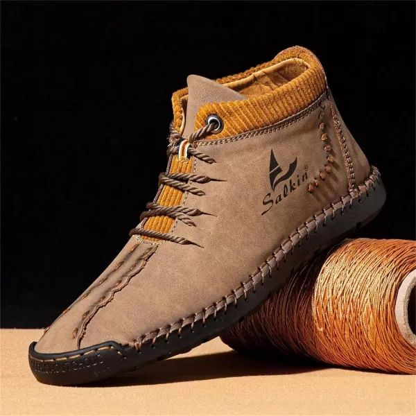 Dacomfy Mens Shoes Mens Ankle Boots Leather Casual Loafers Shoes Work Boots for Men Lace Up Chukka Dress Boot Motorcycle Walking Boot Shoes for Office Outdoor Black Brown Khaki GreenKhakia
