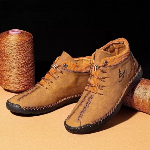 Dacomfy Mens Shoes Mens Ankle Boots Leather Casual Loafers Shoes Work Boots for Men Lace Up Chukka Dress Boot Motorcycle Walking Boot Shoes for Office Outdoor Black Brown Khaki GreenBrowna
