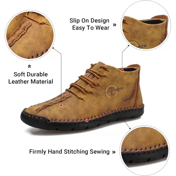Dacomfy Mens Shoes Mens Ankle Boots Leather Casual Loafers Shoes Work Boots for Men Lace Up Chukka Dress Boot Motorcycle Walking Boot Shoes for Office Outdoor Black Brown Khaki GreenBrown