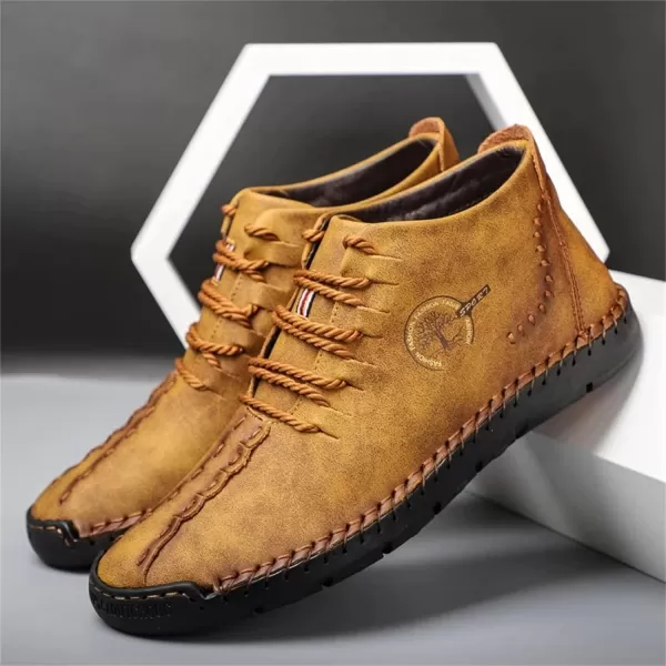 Dacomfy Mens Shoes Mens Ankle Boots Leather Casual Loafers Shoes Work Boots for Men Lace Up Chukka Dress Boot Motorcycle Walking Boot Shoes for Office Outdoor Black Brown Khaki GreenBrown