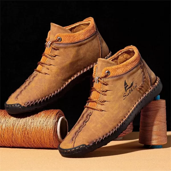 Dacomfy Mens Shoes Mens Ankle Boots Leather Casual Loafers Shoes Work Boots for Men Lace Up Chukka Dress Boot Motorcycle Walking Boot Shoes for Office Outdoor Black Brown Khaki GreenBrowna
