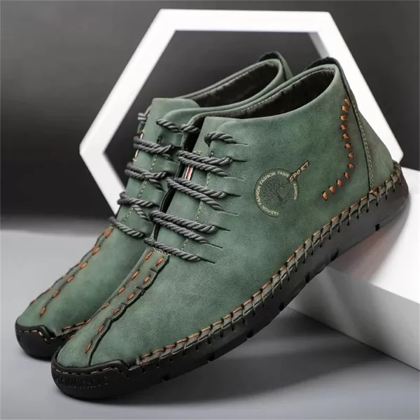 Dacomfy Mens Shoes Mens Ankle Boots Leather Casual Loafers Shoes Work Boots for Men Lace Up Chukka Dress Boot Motorcycle Walking Boot Shoes for Office Outdoor Black Brown Khaki GreenGreen
