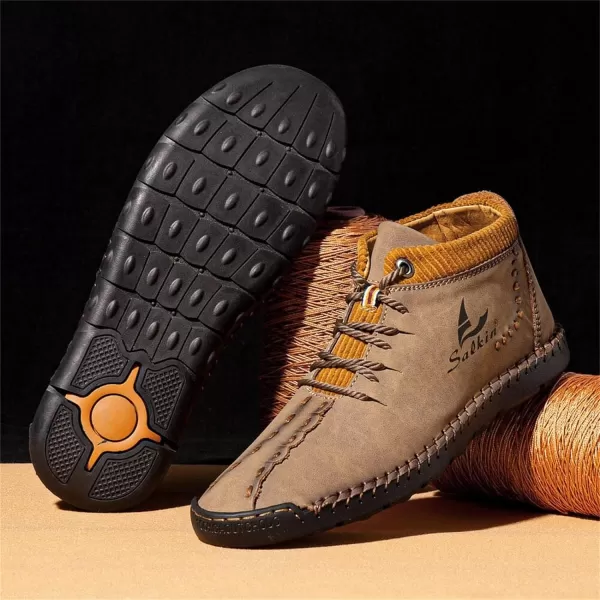 Dacomfy Mens Shoes Mens Ankle Boots Leather Casual Loafers Shoes Work Boots for Men Lace Up Chukka Dress Boot Motorcycle Walking Boot Shoes for Office Outdoor Black Brown Khaki GreenKhakia