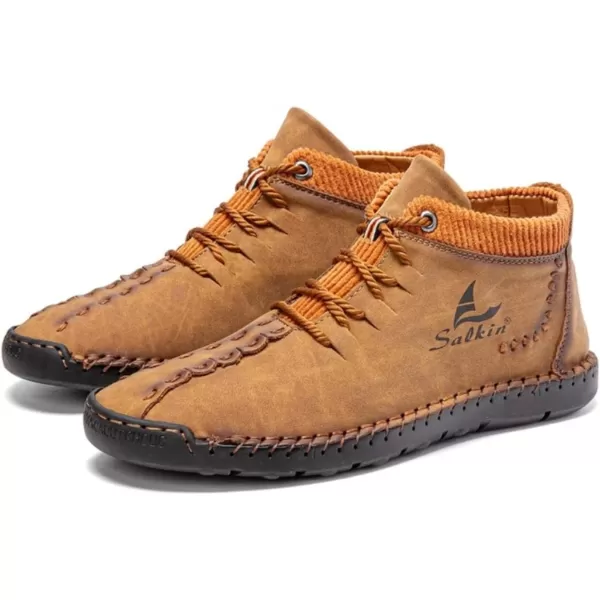 Dacomfy Mens Shoes Mens Ankle Boots Leather Casual Loafers Shoes Work Boots for Men Lace Up Chukka Dress Boot Motorcycle Walking Boot Shoes for Office Outdoor Black Brown Khaki GreenBrowna