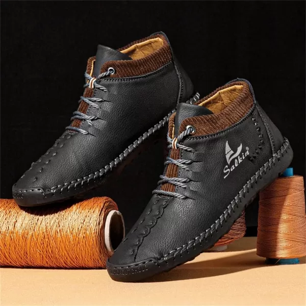 Dacomfy Mens Shoes Mens Ankle Boots Leather Casual Loafers Shoes Work Boots for Men Lace Up Chukka Dress Boot Motorcycle Walking Boot Shoes for Office Outdoor Black Brown Khaki GreenBlacka
