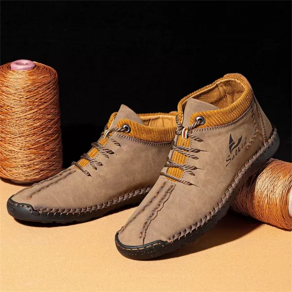 Dacomfy Mens Shoes Mens Ankle Boots Leather Casual Loafers Shoes Work Boots for Men Lace Up Chukka Dress Boot Motorcycle Walking Boot Shoes for Office Outdoor Black Brown Khaki GreenKhakia
