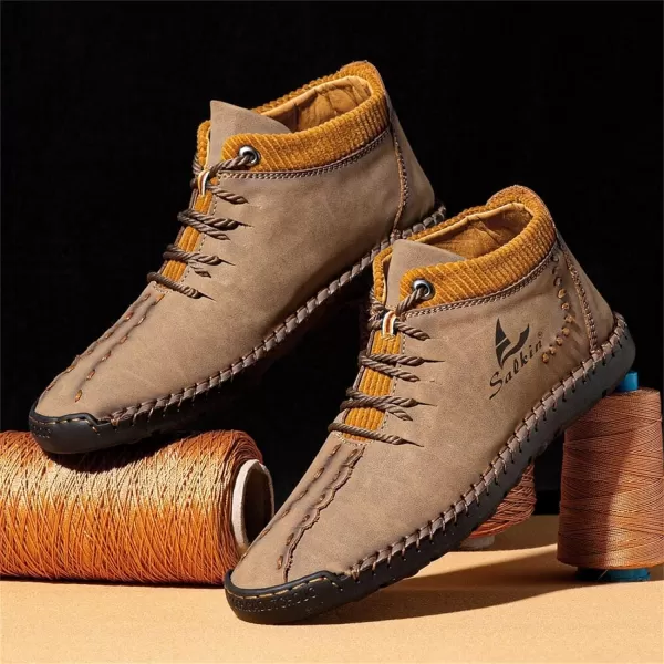 Dacomfy Mens Shoes Mens Ankle Boots Leather Casual Loafers Shoes Work Boots for Men Lace Up Chukka Dress Boot Motorcycle Walking Boot Shoes for Office Outdoor Black Brown Khaki GreenKhakia