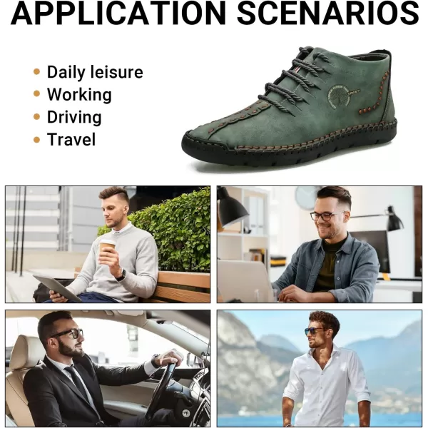 Dacomfy Mens Shoes Mens Ankle Boots Leather Casual Loafers Shoes Work Boots for Men Lace Up Chukka Dress Boot Motorcycle Walking Boot Shoes for Office Outdoor Black Brown Khaki GreenGreen