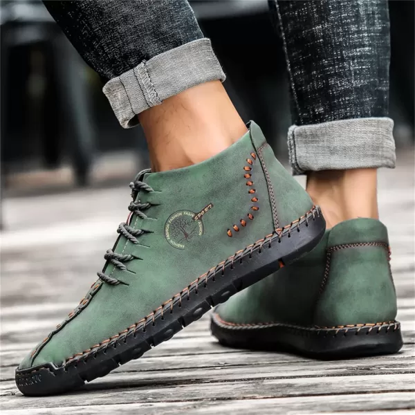 Dacomfy Mens Shoes Mens Ankle Boots Leather Casual Loafers Shoes Work Boots for Men Lace Up Chukka Dress Boot Motorcycle Walking Boot Shoes for Office Outdoor Black Brown Khaki GreenGreen