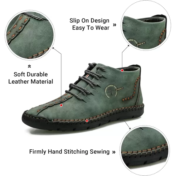 Dacomfy Mens Shoes Mens Ankle Boots Leather Casual Loafers Shoes Work Boots for Men Lace Up Chukka Dress Boot Motorcycle Walking Boot Shoes for Office Outdoor Black Brown Khaki GreenGreen