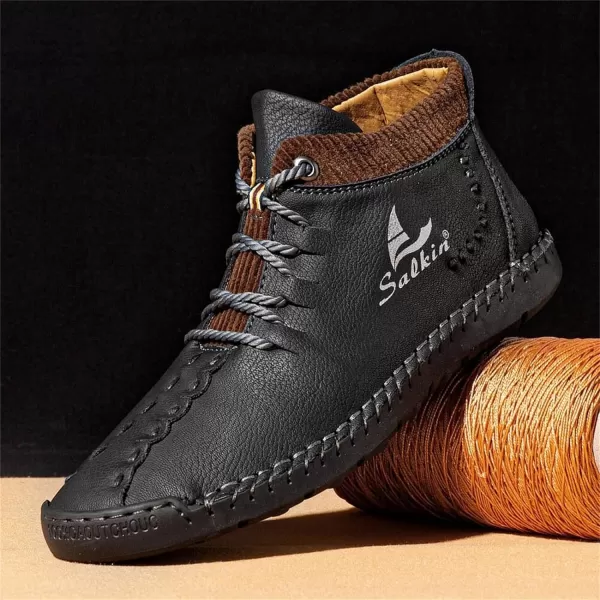 Dacomfy Mens Shoes Mens Ankle Boots Leather Casual Loafers Shoes Work Boots for Men Lace Up Chukka Dress Boot Motorcycle Walking Boot Shoes for Office Outdoor Black Brown Khaki GreenBlacka