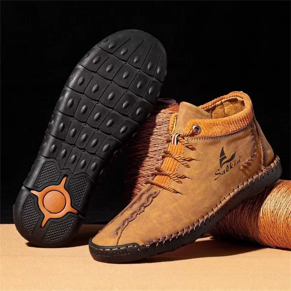 Dacomfy Mens Shoes Mens Ankle Boots Leather Casual Loafers Shoes Work Boots for Men Lace Up Chukka Dress Boot Motorcycle Walking Boot Shoes for Office Outdoor Black Brown Khaki GreenBrowna