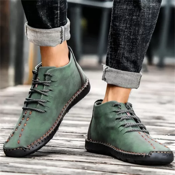 Dacomfy Mens Shoes Mens Ankle Boots Leather Casual Loafers Shoes Work Boots for Men Lace Up Chukka Dress Boot Motorcycle Walking Boot Shoes for Office Outdoor Black Brown Khaki GreenGreen