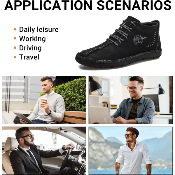 Dacomfy Mens Shoes Mens Ankle Boots Leather Casual Loafers Shoes Work Boots for Men Lace Up Chukka Dress Boot Motorcycle Walking Boot Shoes for Office Outdoor Black Brown Khaki GreenBlack