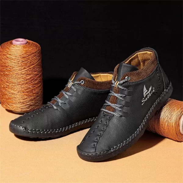 Dacomfy Mens Shoes Mens Ankle Boots Leather Casual Loafers Shoes Work Boots for Men Lace Up Chukka Dress Boot Motorcycle Walking Boot Shoes for Office Outdoor Black Brown Khaki GreenBlacka