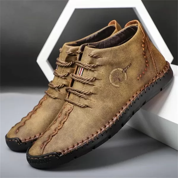 Dacomfy Mens Shoes Mens Ankle Boots Leather Casual Loafers Shoes Work Boots for Men Lace Up Chukka Dress Boot Motorcycle Walking Boot Shoes for Office Outdoor Black Brown Khaki GreenKhaki