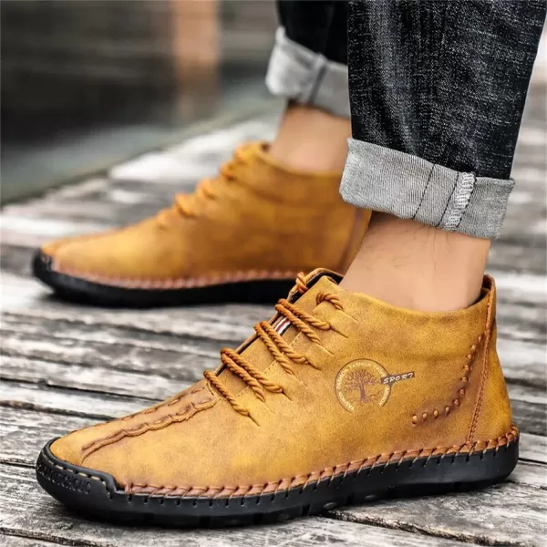 Dacomfy Mens Shoes Mens Ankle Boots Leather Casual Loafers Shoes Work Boots for Men Lace Up Chukka Dress Boot Motorcycle Walking Boot Shoes for Office Outdoor Black Brown Khaki GreenKhaki