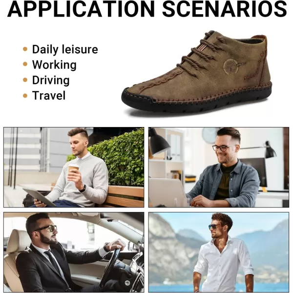 Dacomfy Mens Shoes Mens Ankle Boots Leather Casual Loafers Shoes Work Boots for Men Lace Up Chukka Dress Boot Motorcycle Walking Boot Shoes for Office Outdoor Black Brown Khaki GreenKhaki