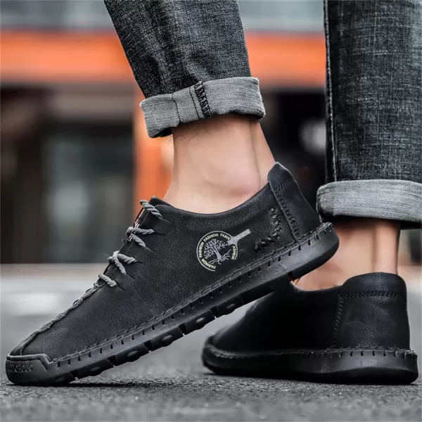 Lazzy Mens Casual Leather Shoes Slip On Loafers Driving Shoes Comfortable Business Office Oxfords for MenBlack