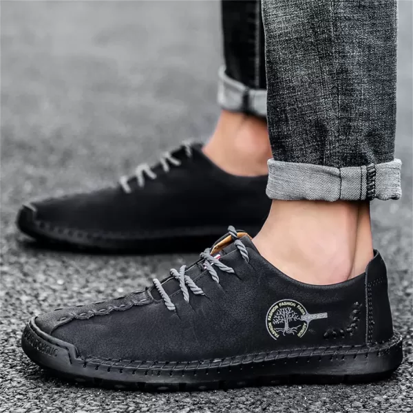 Lazzy Mens Casual Leather Shoes Slip On Loafers Driving Shoes Comfortable Business Office Oxfords for MenBlack