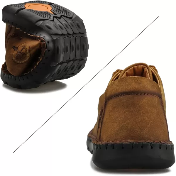 Lazzy Mens Casual Leather Shoes Slip On Loafers Driving Shoes Comfortable Business Office Oxfords for MenBrown