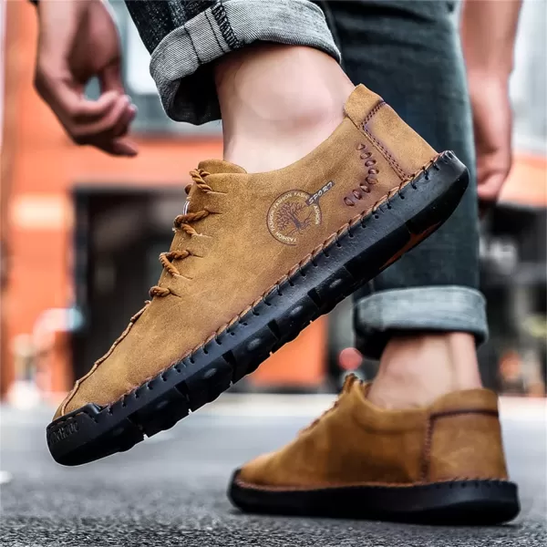 Lazzy Mens Casual Leather Shoes Slip On Loafers Driving Shoes Comfortable Business Office Oxfords for MenBrown