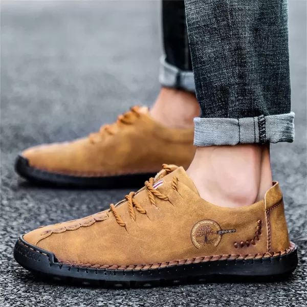 Lazzy Mens Casual Leather Shoes Slip On Loafers Driving Shoes Comfortable Business Office Oxfords for MenBrown